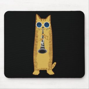 Tapis De Souris Cool Cat Playing The Clarinet Design Hippy Hipster
