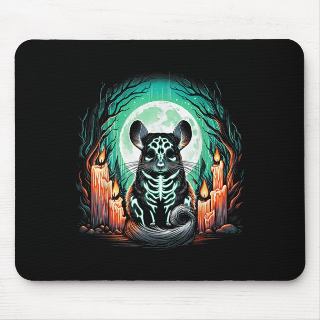 Tapis De Souris Cool Chinchilla Skeleton Halloween Christmas Birth (Devant)