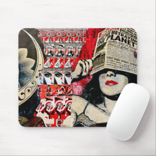 Tapis De Souris Cool classe art vintage de rue dame avec journal