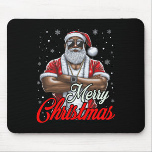 Tapis De Souris Cool de pyjama de Noël afro-américain Père Noël No