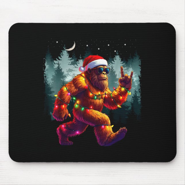Tapis De Souris Cool Devil Horns Sasquatch Holiday Lights Christma (Devant)