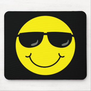 Tapis De Souris Cool Emoji face aux lunettes de soleil en noir