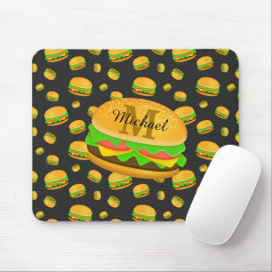 Tapis De Souris Cool et amusant yummy burger motif Monogramme