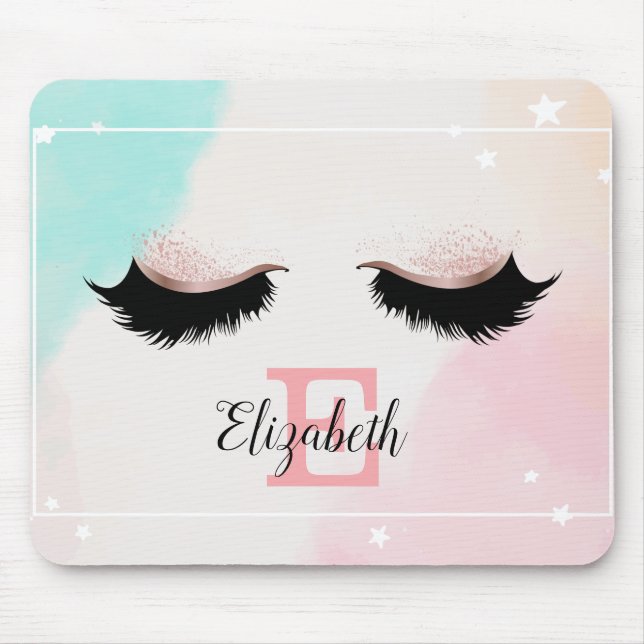 Tapis De Souris Cool Faux Lashes, Monogramme Personnalisé (Devant)
