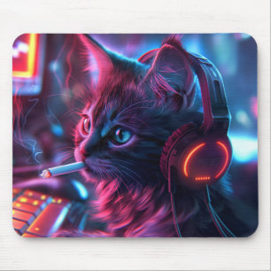 Tapis De Souris Cool Gamer Chat Fumer drôle