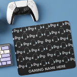 Tapis De Souris Cool Gamer Personalized Gaming Pattern BlacK<br><div class="desc">Awesome custom gaming mousepad with a cool video game controller and headphone pattern for a gamer. Personalize with a name in white on the black mouse pad.</div>