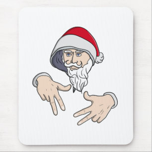 Tapis De Souris Cool Gangsta Hip hop Rap de la main Père Noël