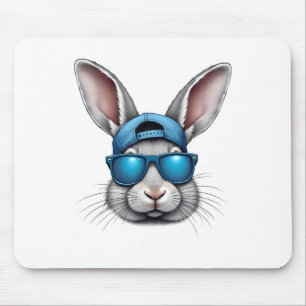 Tapis De Souris Cool Jour de Pâques Visage de lapin avec Sungles H