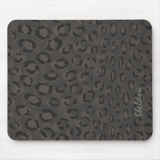 Tapis De Souris Cool noir gris cheetah imprimé monogramme (Devant)