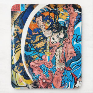 Tapis De Souris Cool oriental japanese Ancient Samurai demon Fight