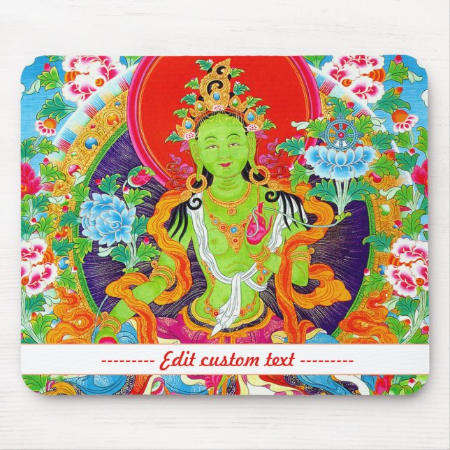 Tapis De Souris Cool oriental mandala vert Tara dieu vibrant (Devant)