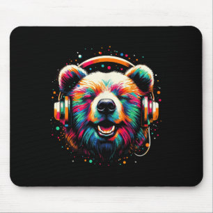 Tapis De Souris Cool Ours Casque Musique Art Noël Anniversaire