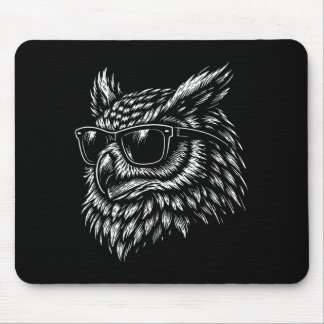 Tapis De Souris Cool owl bird with sunglasses vintage ink retro