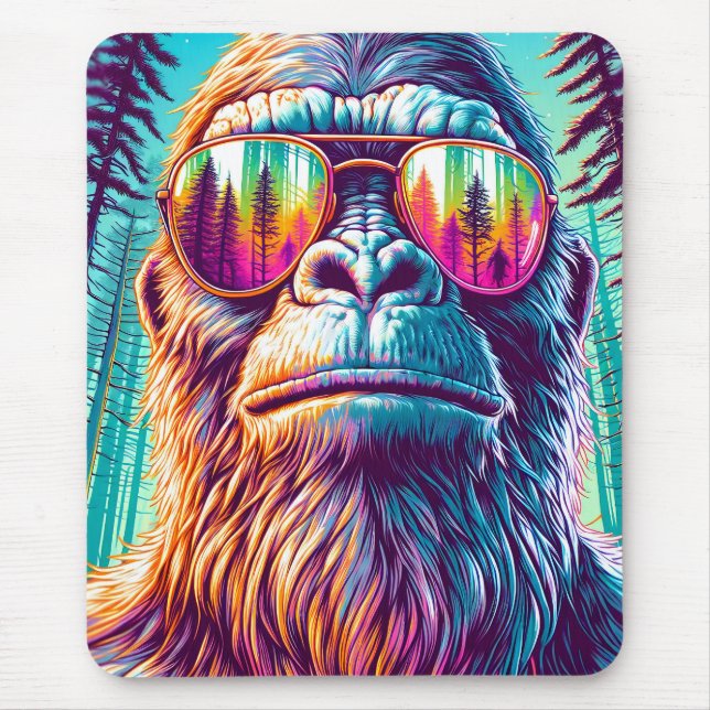 Tapis De Souris Cool personnalisé Bigfoot dans lunettes de soleil  (Devant)