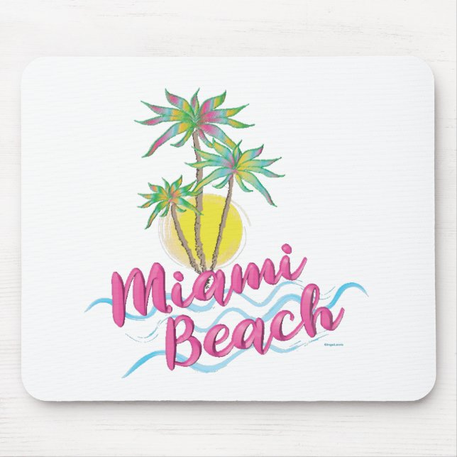 Tapis De Souris Cool Pink-Miami-Beach-Floride Graphisme (Devant)