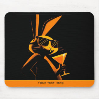 Tapis De Souris Cool Playful Retro Poster Rabbit Nightclub Mood 
