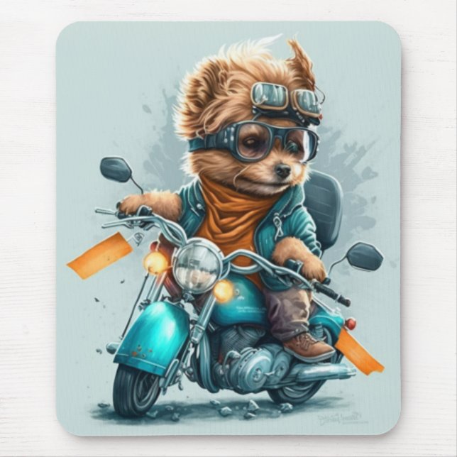 Tapis De Souris Cool Poodle dog cute funny biker dog mousepad (Devant)