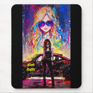 Tapis De Souris Cool Pop Art anime voiture de course féminine pilo