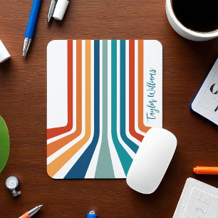 Tapis De Souris Cool rétro Bent Stripes Motif avec nom