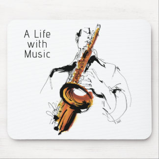 Tapis De Souris Cool Retro Man Playing Alto Saxophone - Jazz