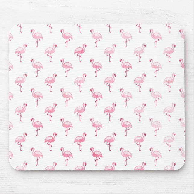 Tapis De Souris Cool rose Tropical Flamingo Patte sur blanc (Devant)