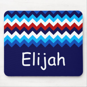 Tapis De Souris Cool Rouge Blanc Bleu Chevrons Monogram Mousepad