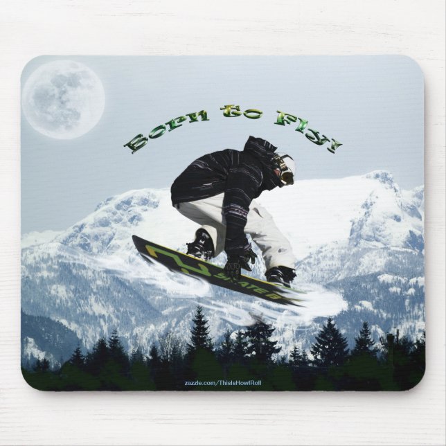 Tapis De Souris Cool Snow Boarder Hiver Sports Thème (Devant)