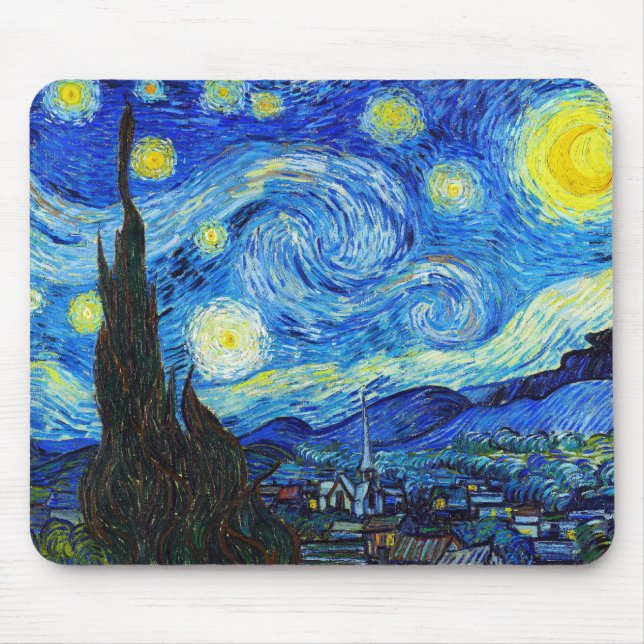 Tapis De Souris Cool Starry Night Vincent Van Gogh peinture (Devant)