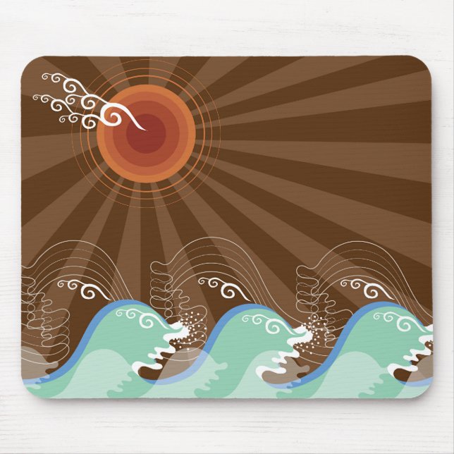 Tapis De Souris Cool Waves Tropical Summer Soleil Brown Stripes Be (Devant)