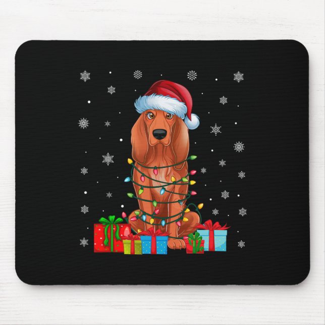 Tapis De Souris Coonhound Chien moche Noël illumine Père Noël Coon (Devant)