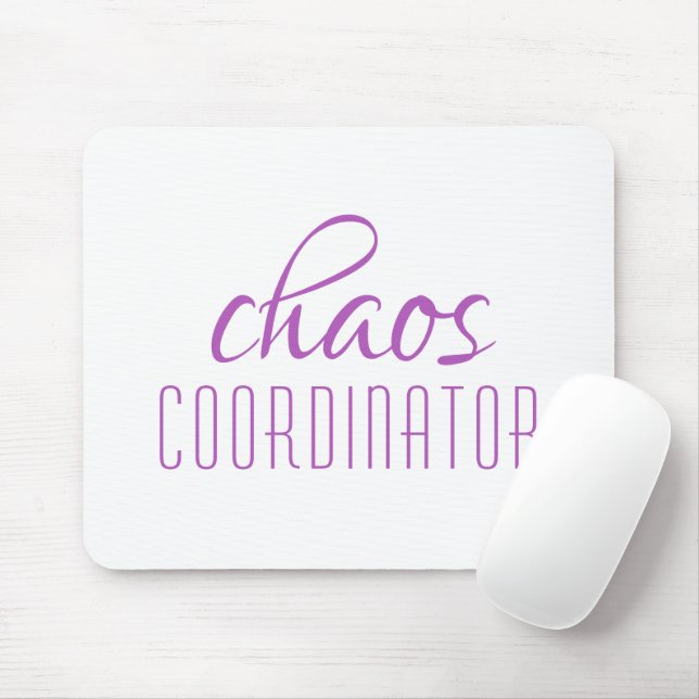 Tapis De Souris Coordinateur du Chaos Texte typographique violet (Avec souris)