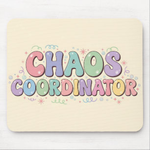 Tapis De Souris Coordonnateur de chaos coloré mignon Humour de bur
