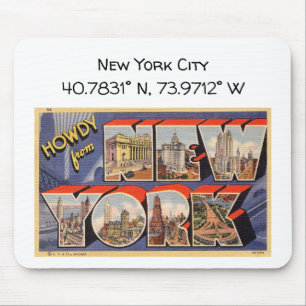 Tapis De Souris Coordonnées de la carte de la ville de New York St