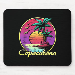 Tapis De Souris Copacabana. Coucher de soleil de palme des années