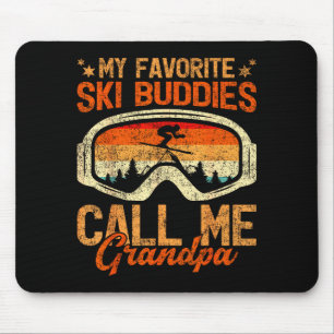 Tapis De Souris Copains de ski vintage appellent grand-père ski pè