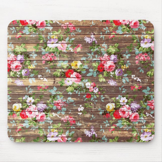 Tapis De Souris Copie en bois Brown de photo de roses roses (Devant)
