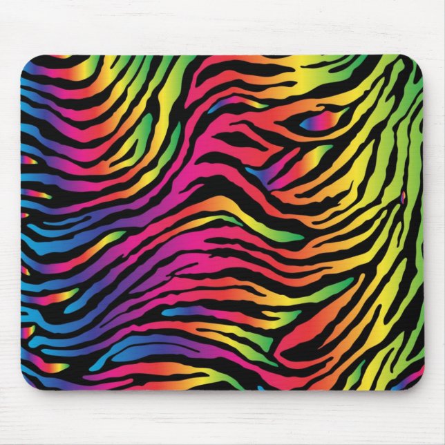 Tapis De Souris Copie Mousepad de zèbre d'arc-en-ciel (Devant)