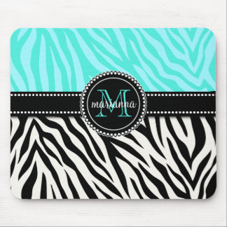 Tapis De Souris Copie noire Girly moderne de zèbre d'Aqua