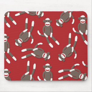Tapis De Souris Copie rouge de singe de chaussette