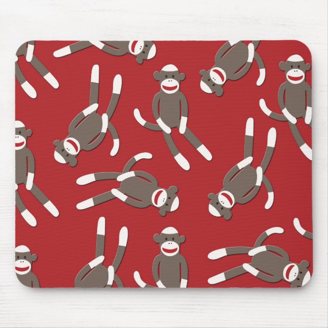 Tapis De Souris Copie rouge de singe de chaussette (Devant)