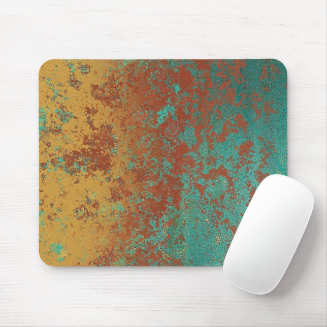 Tapis De Souris Copper Turquoise Blue Orange Brown Texture (Avec souris)