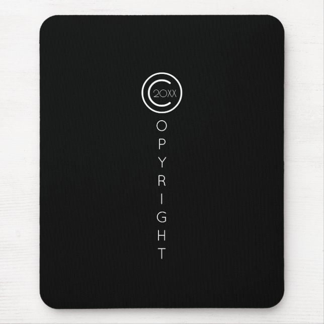 Tapis De Souris Copyright Moderne Typographique Noir (Devant)
