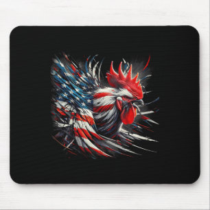Tapis De Souris Coq au drapeau américain Animal du 4 juillet