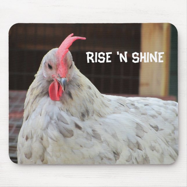 Tapis De Souris Coq avec citation du matin (Devant)