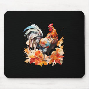 Tapis De Souris Coq bohème Poulet Feuilles d'automne Jour de Thank