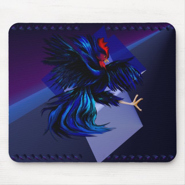 Tapis De Souris Coq de combat noir Mousepad (Devant)