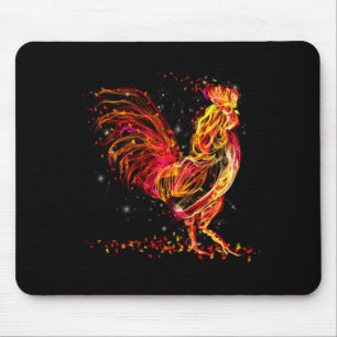 Tapis De Souris Coq de feu. cool de mousseux à flammes