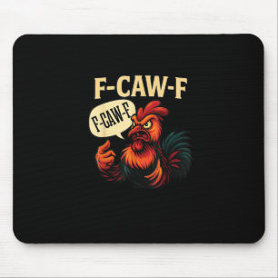 Tapis De Souris Coq furieux drôle de style rétro graphique F Caw
