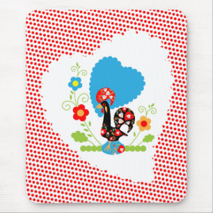 Tapis De Souris Coq portugais avec pois rouges