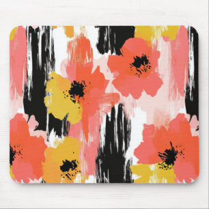 Tapis De Souris Coquelicot artistique en moutarde corail et rose